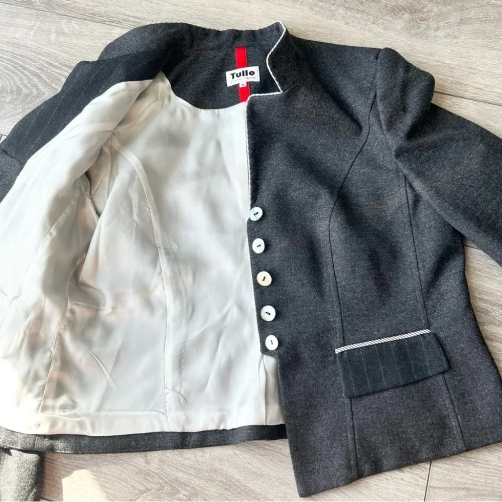 Vintage Tullo Stand Collar Wool Blazer Made  in Germany - Picture 14 of 15